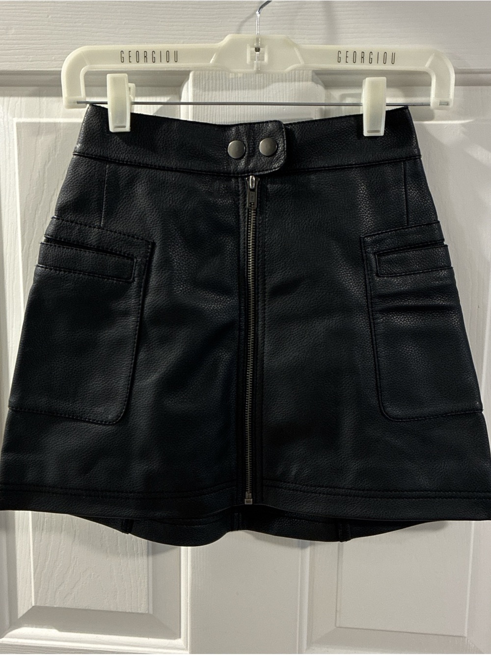 Black faux leather skirt